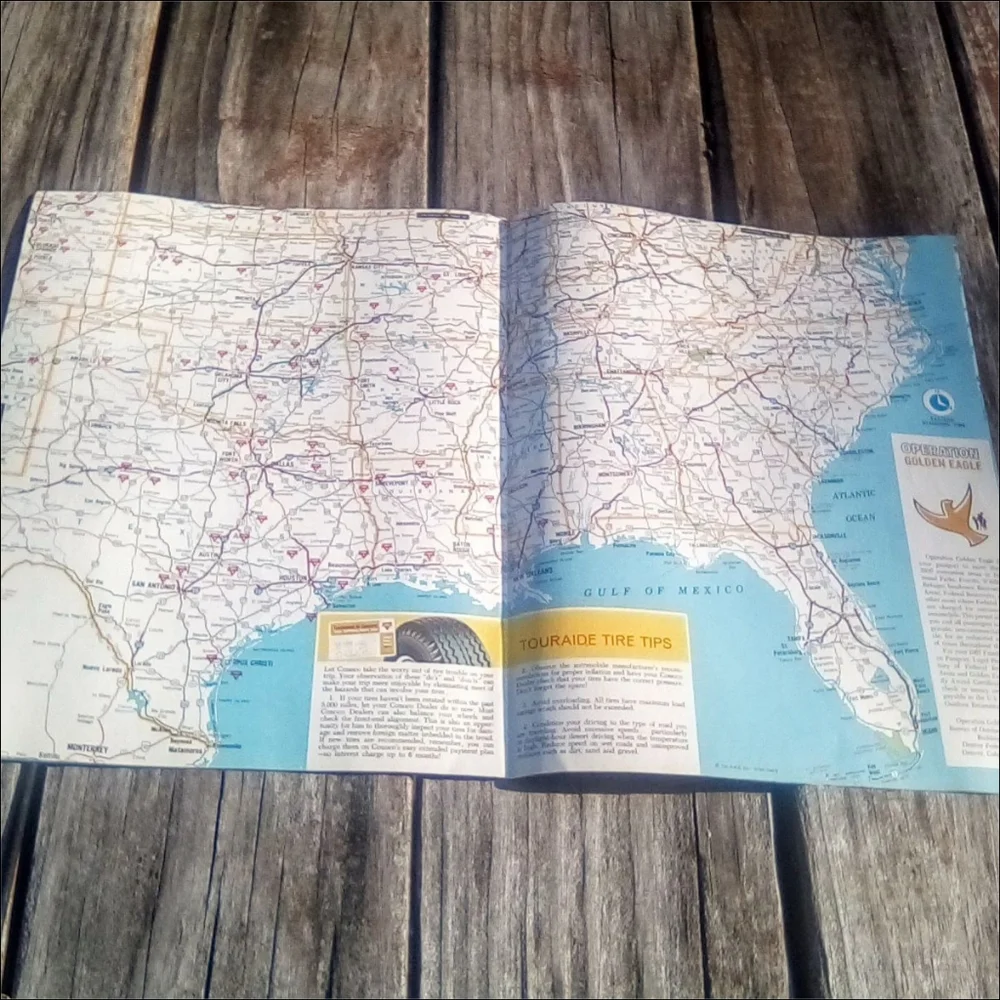 1967 Conoco Touraide Road Map Interstate Travel Guide Vintage Booklet